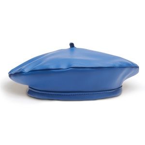 Royal Blue Faux Leather Beret